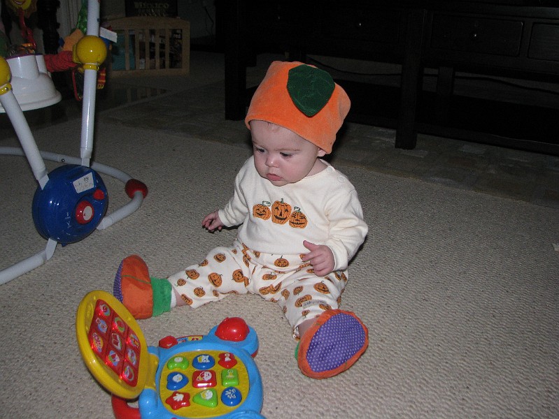 IMG_1797.JPG - I think I need some more pumpkin stuff here. Hey, check out my laptop. It plays lots of music that Daddy LOVES.