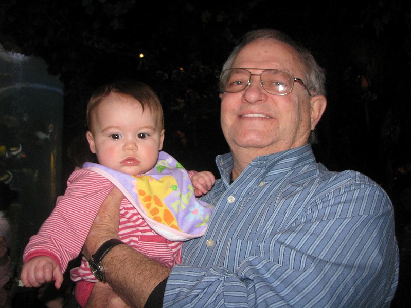 MeAndGranddad.jpg - I wore my giraffe bib just for Granddad.